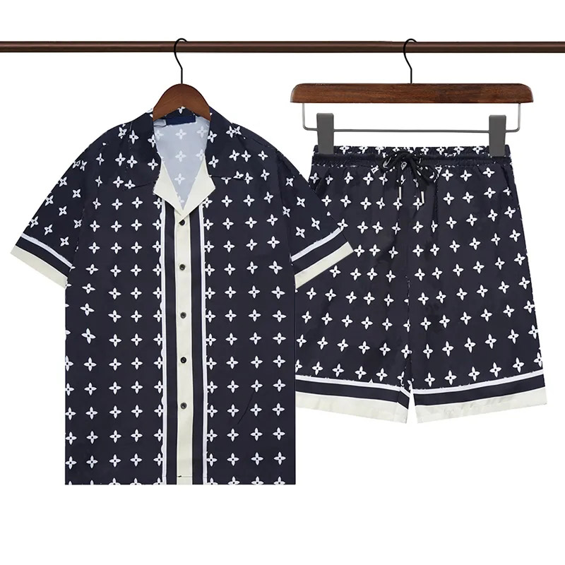 Summer Tracksuit Set Designer Men Casual Shirts Sets Fashion Sportswear Clothes Outdoor Beach Holiday Comfy Breathable Short Sleeve 2-Piece Shirts Suits