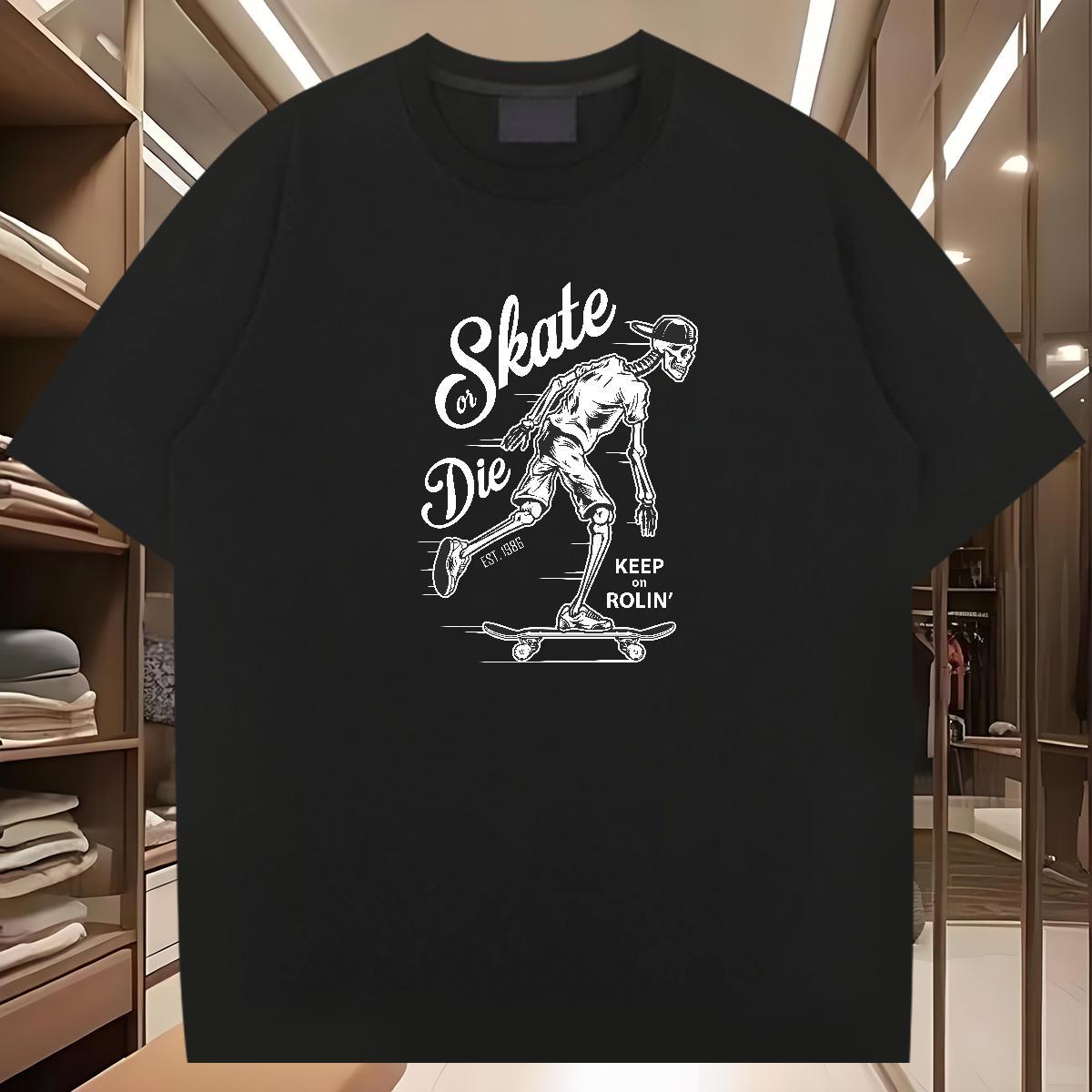Cool T-Shirts 230g 100% Cotton skull Hip Hop Street Oversized 3XL 4XL Breathable Crew Neck Couples T Shirts Wholesale Wear