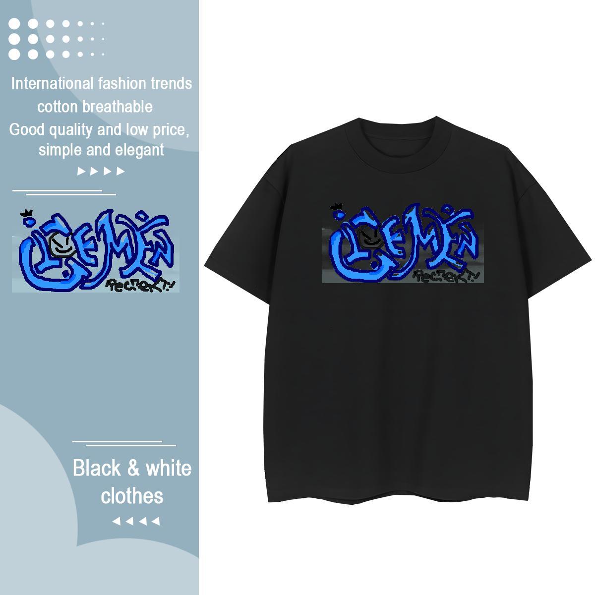 Comfortable Tshirt for Man Woman 230g Cotton letter Hip Hop Street Women T Shirts O Neck Short Sleeves Plus Size Cartoon Tshirts