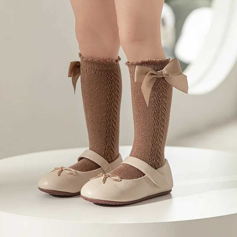 2023 New Kids Knee High Socks Baby Girls Boys Bow Long Sock Soft Cotton Mesh Breathable Children Hollow Out Socken For 0-7 Years CL240824