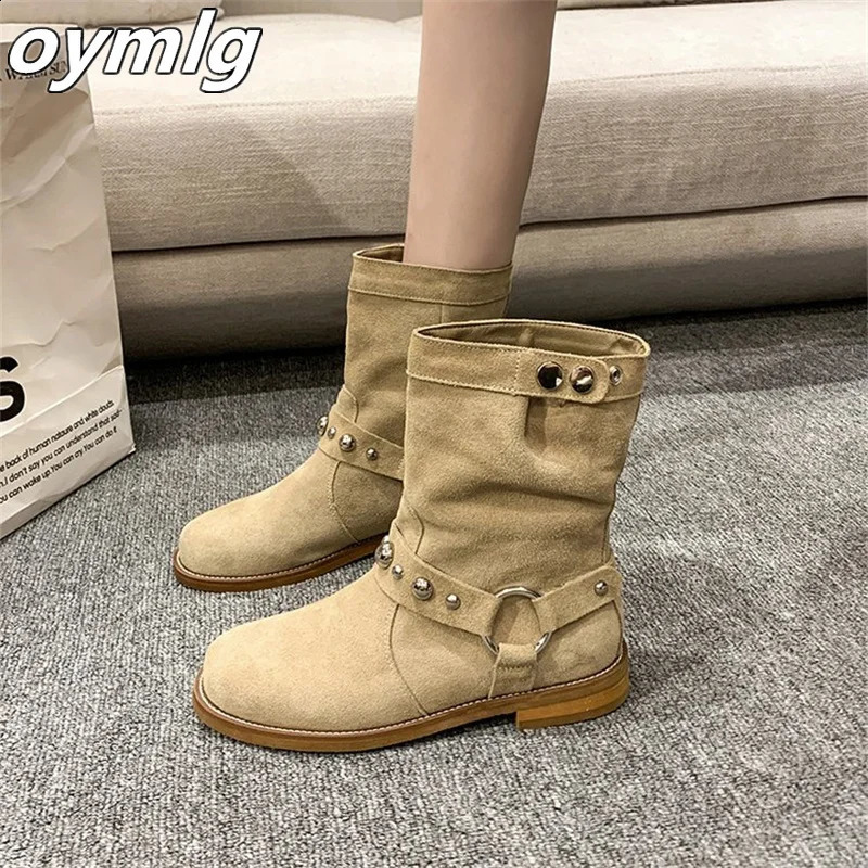 retro river wide tube western cowboy boots dot thin short boots short tube stacked boots 240823