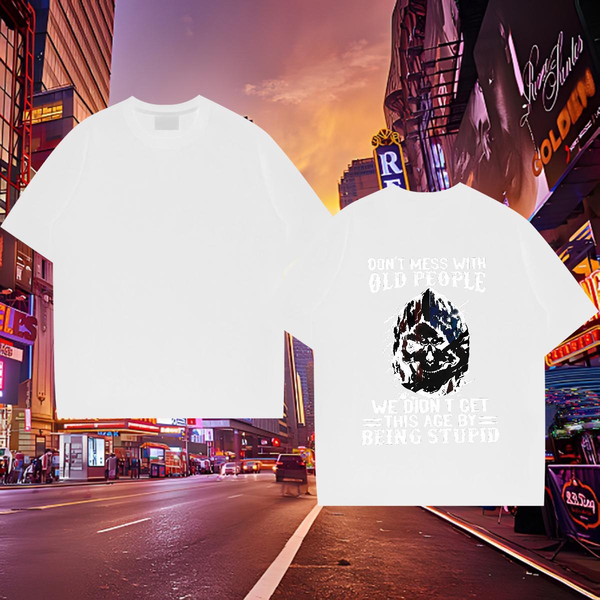 Free Shipping T-Shirts for Men 230g 100% Cotton skull Beach Skull Breathable Short Sleeve Men Clothes T-Shirt 2024 Tee Shirt