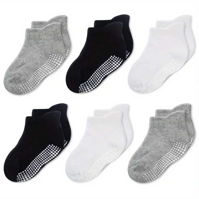 6 or 12 Pairs 0-5 Years Old Non-Slip Kids Socks with Grip Little Girls Boys Ankle Socks Infants Toddlers Children Floor Socks CL240824