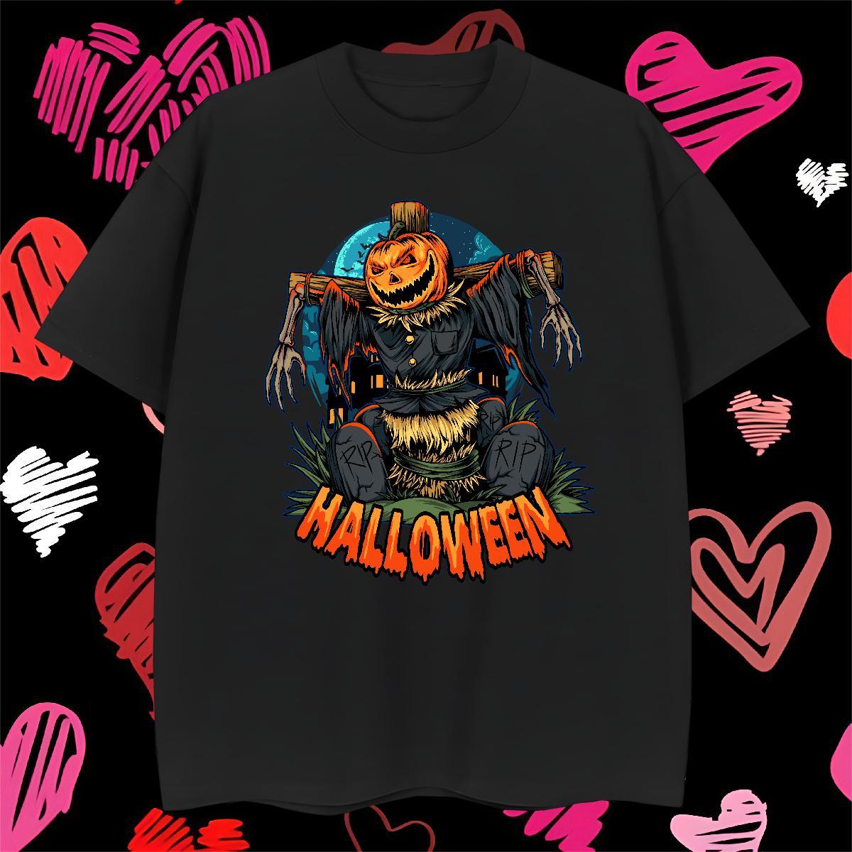Fashion Casual Mens Tshirts halloween Anime Printing Street 230g 100% Cotton Tops Tees O Neck Short Sleeves Brand Mens T Shirts DIY Anime