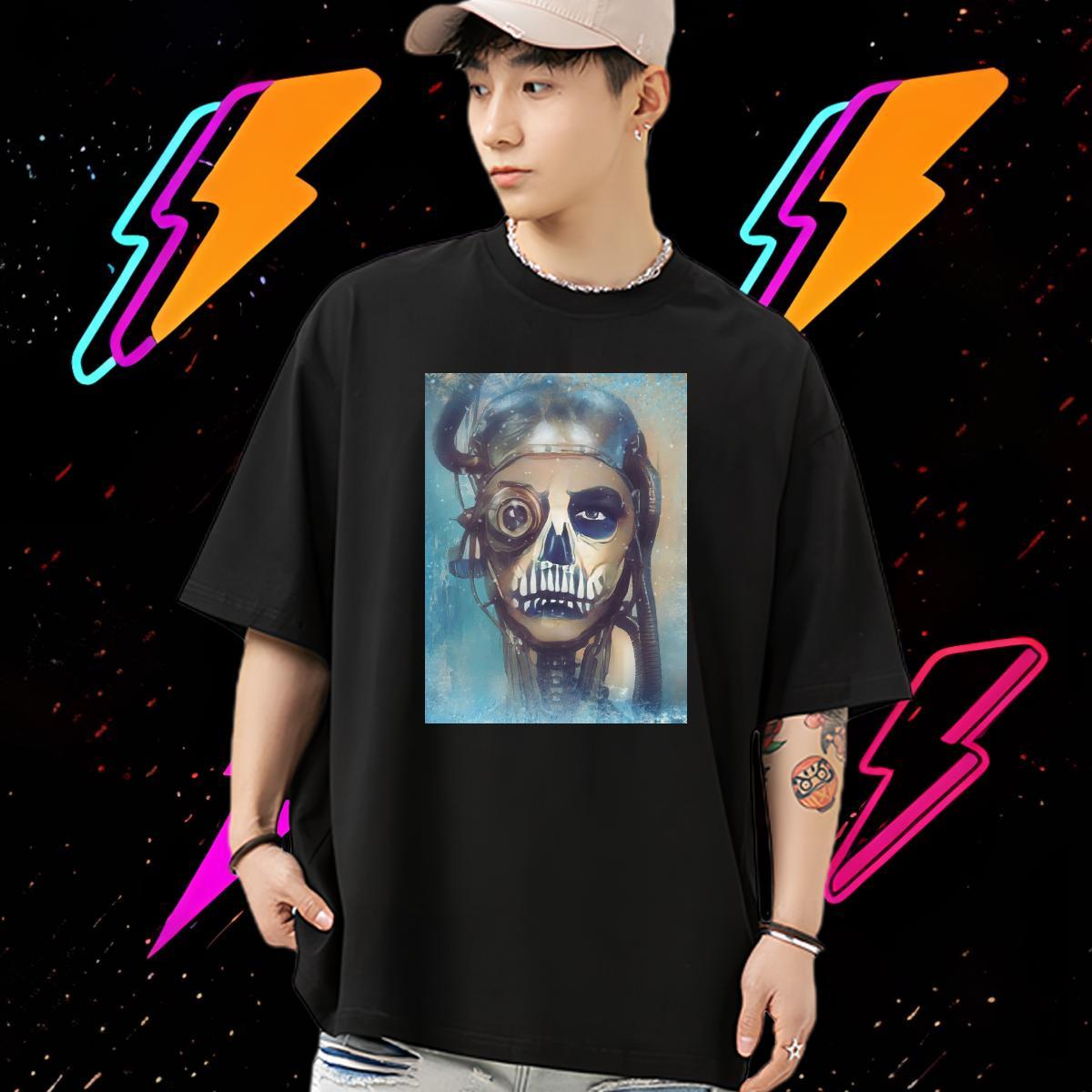 Designer T Shirts Men 230g Pure Cotton skull Outdoor DIY Logo Oversized O-Neck Short Sleeve Tshirt for Man Woman Fashion Design Wear