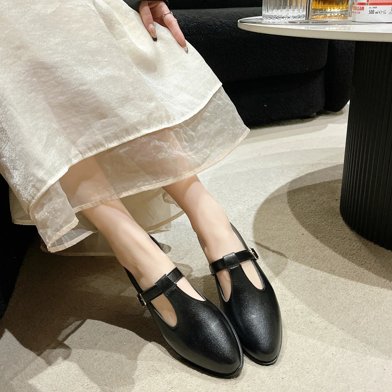 Ladies Shoes 2024 Spring/Summer Collection British Style Lazy Shoes Low High Heels Thick High Heels Womens Small Leather Shoes 240823