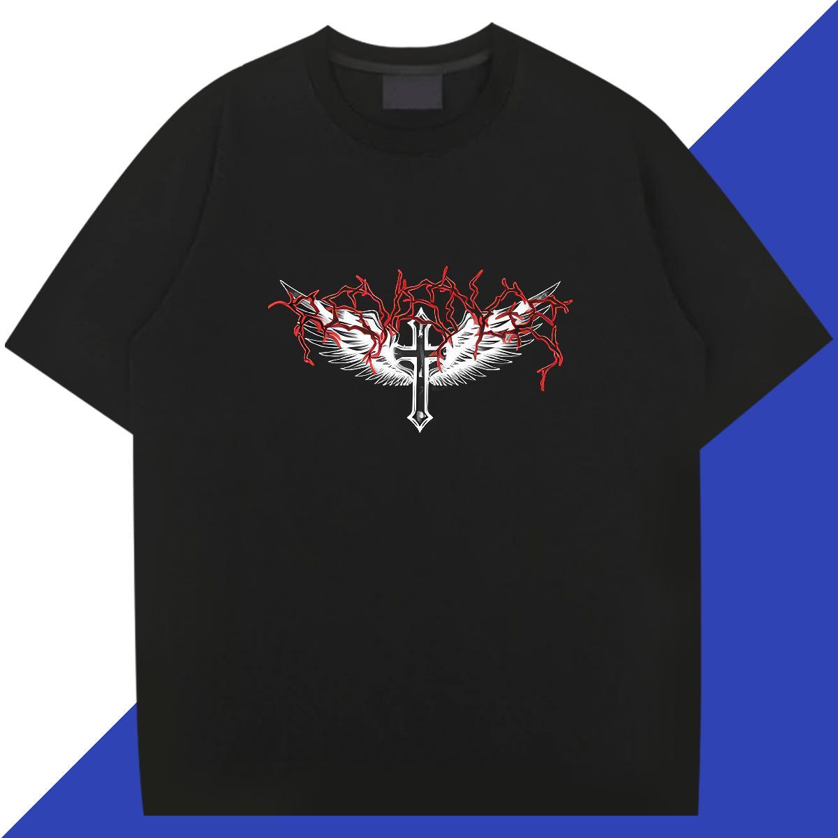 TOP Quality T shirt 230g Cotton skull Beach Graphic Pure Cotton Mens Tshirts Casual New Tops Tees