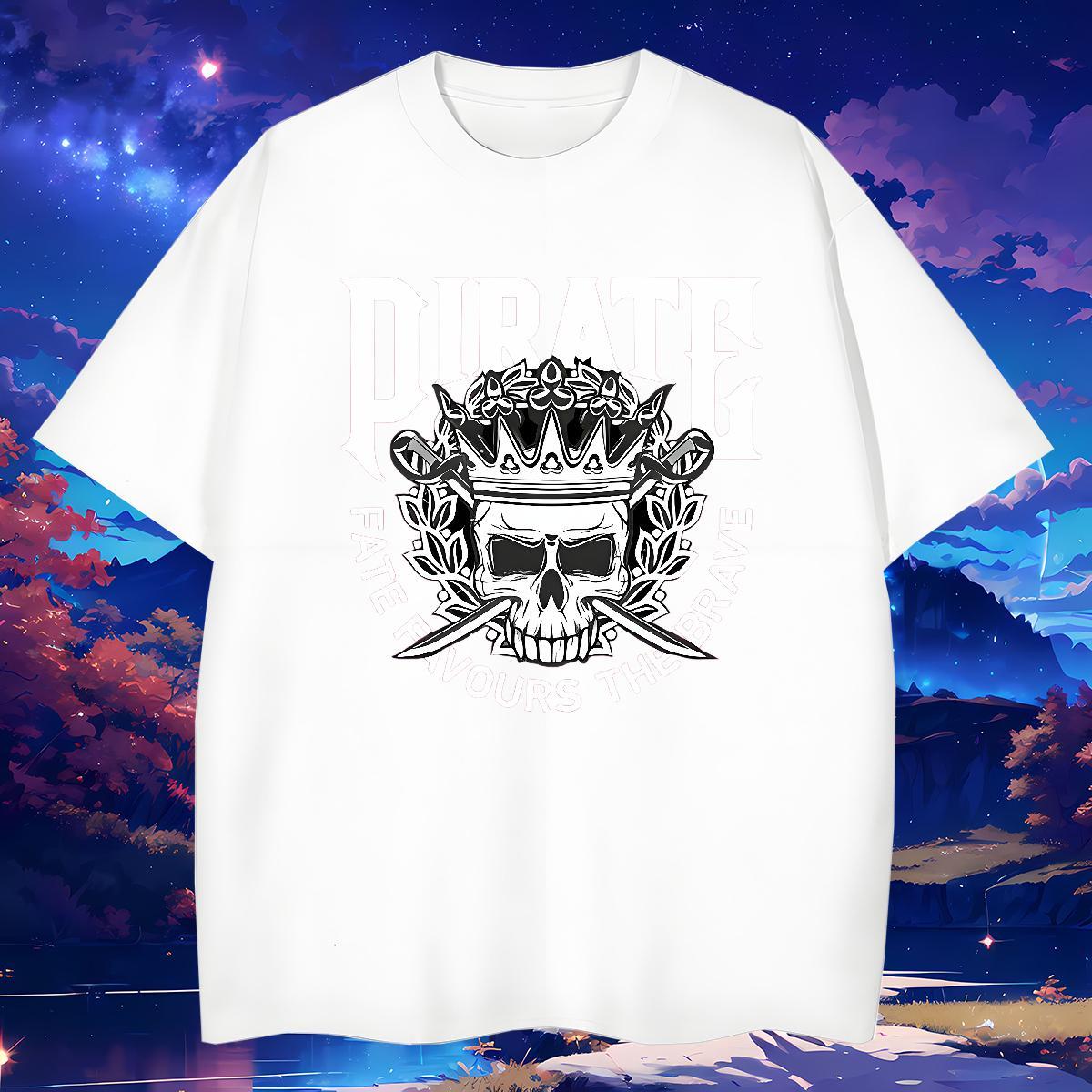 High Quality Men T Shirts 230g Pure Cotton skull Daily Outfit Asian Size Breathable Soft Mens Tshirts Classic Tops