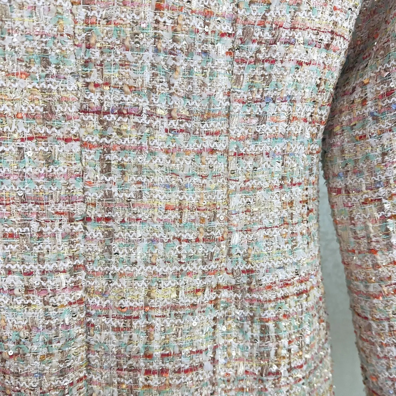 Women Colorful Tweed Dress Ruffles Spliced V-Neck Long Sleeve Single Breasted Elegant Autumn Mini Robe 240824