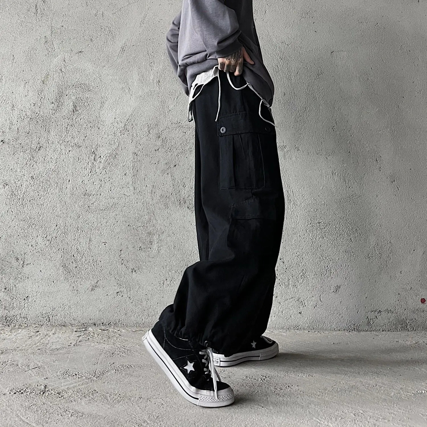 Vintage Y2k Baggy Pants Fashion Streetwear Wide Leg Oversize Cargo Pants Men Full-length Straight Long Trousers 2024 240824
