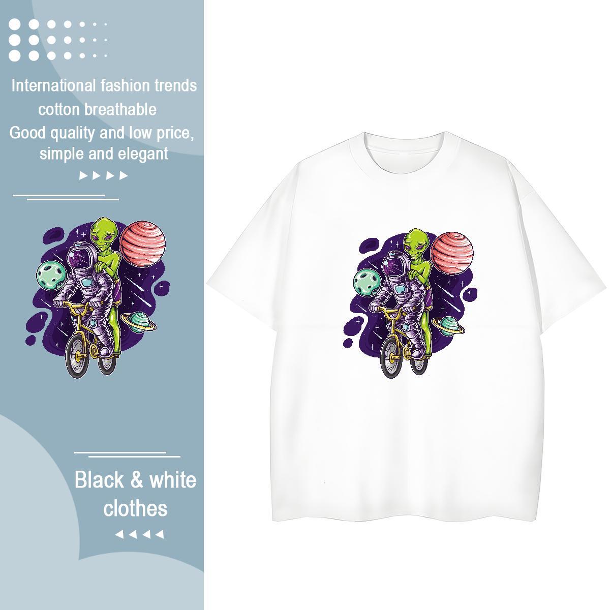 Nice Woman Tshirt 100% Cotton 230g cosmonaut Sports Street Wear T-Shirts for Women Crew Neck Breathable Custom Printing Clothes
