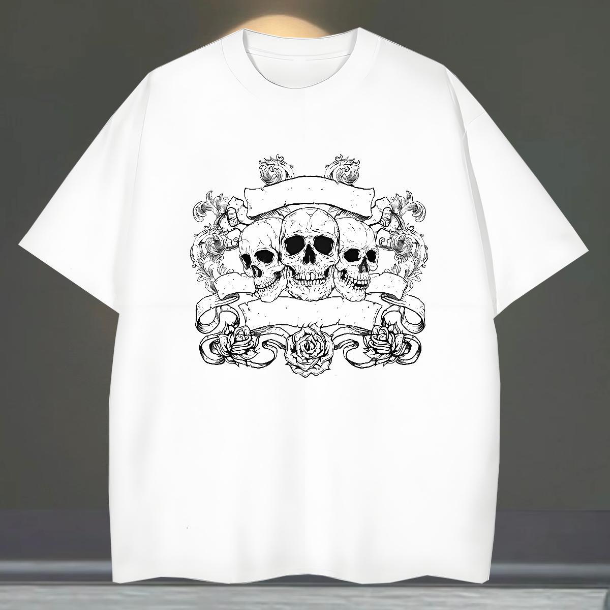 Comfortable T Shirts Men 230g Cotton skull Casual Daily Wear DIY Logo Oversized Breathable Crew Neck Tshirts Designer Fashion Polos