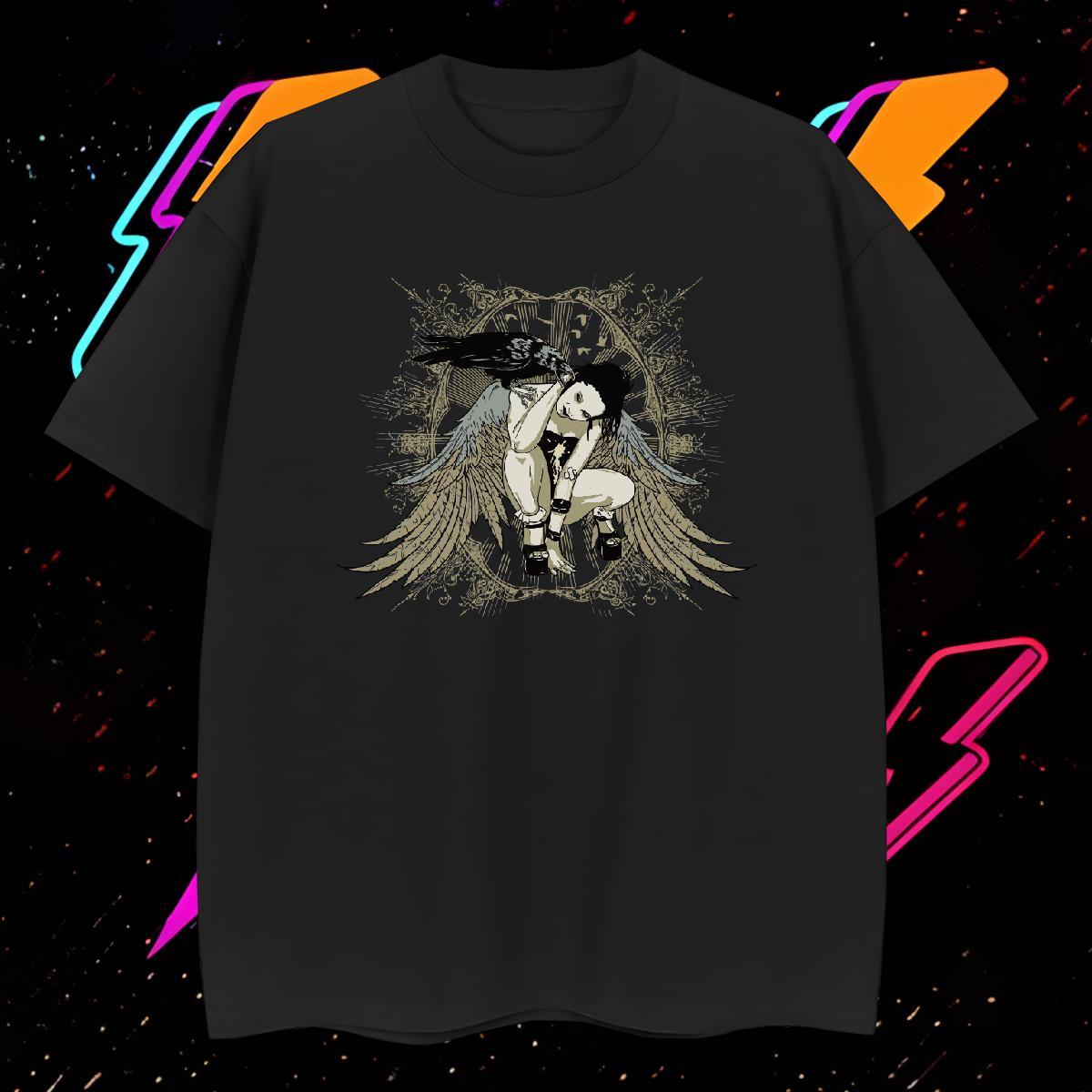 Cool T-Shirts for Men 230g 100% Cotton angel Sports Casual Customized Print Breathable Crew Neck Mens Tshirts Classic Casual Tees Shirts