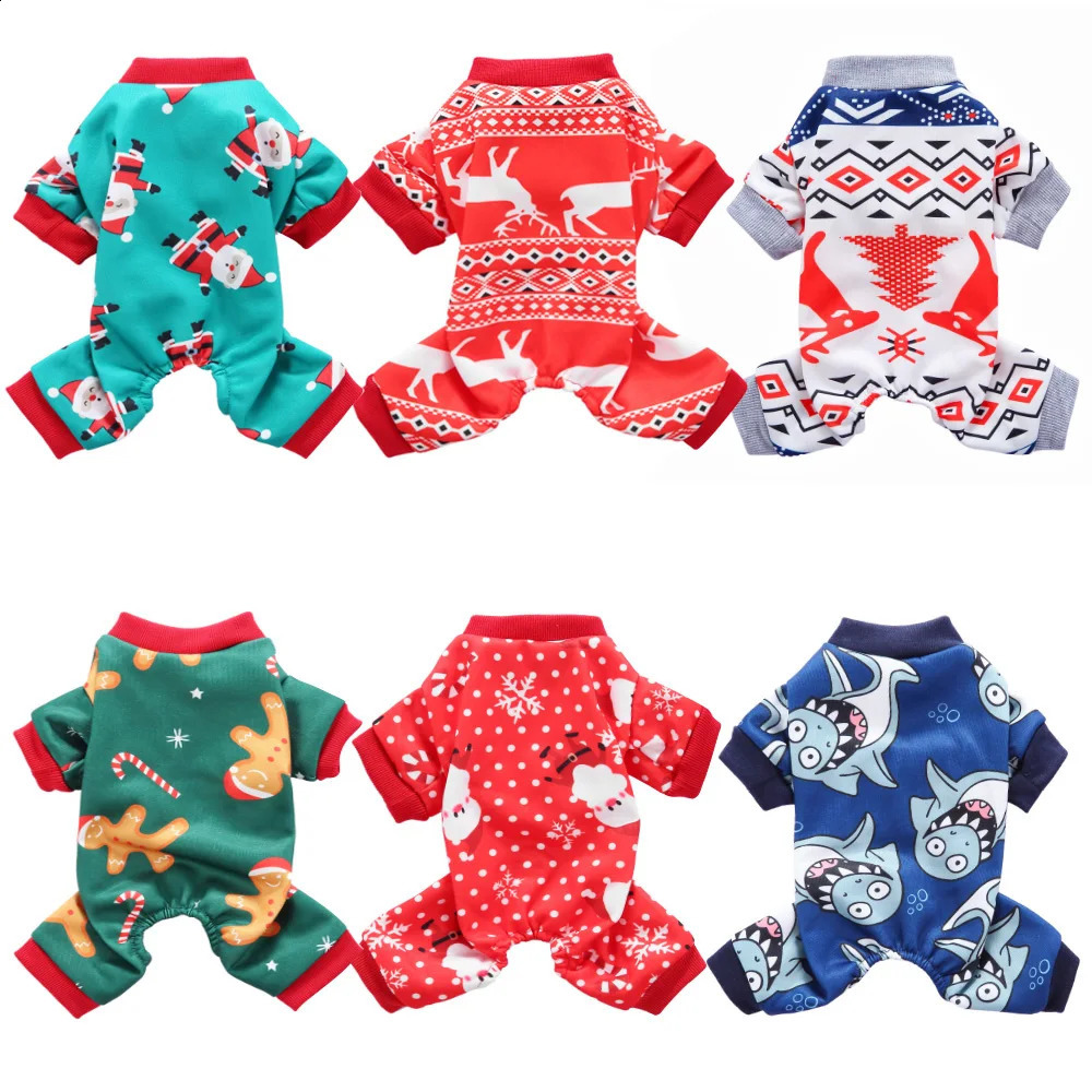 Christmas Pet Clothes For Dog Jumpsuit Thicken Warm Dog Pajamas Clothing Halloween Cat Costume Dogs Clothes Winter Cat Sleepwear 240824