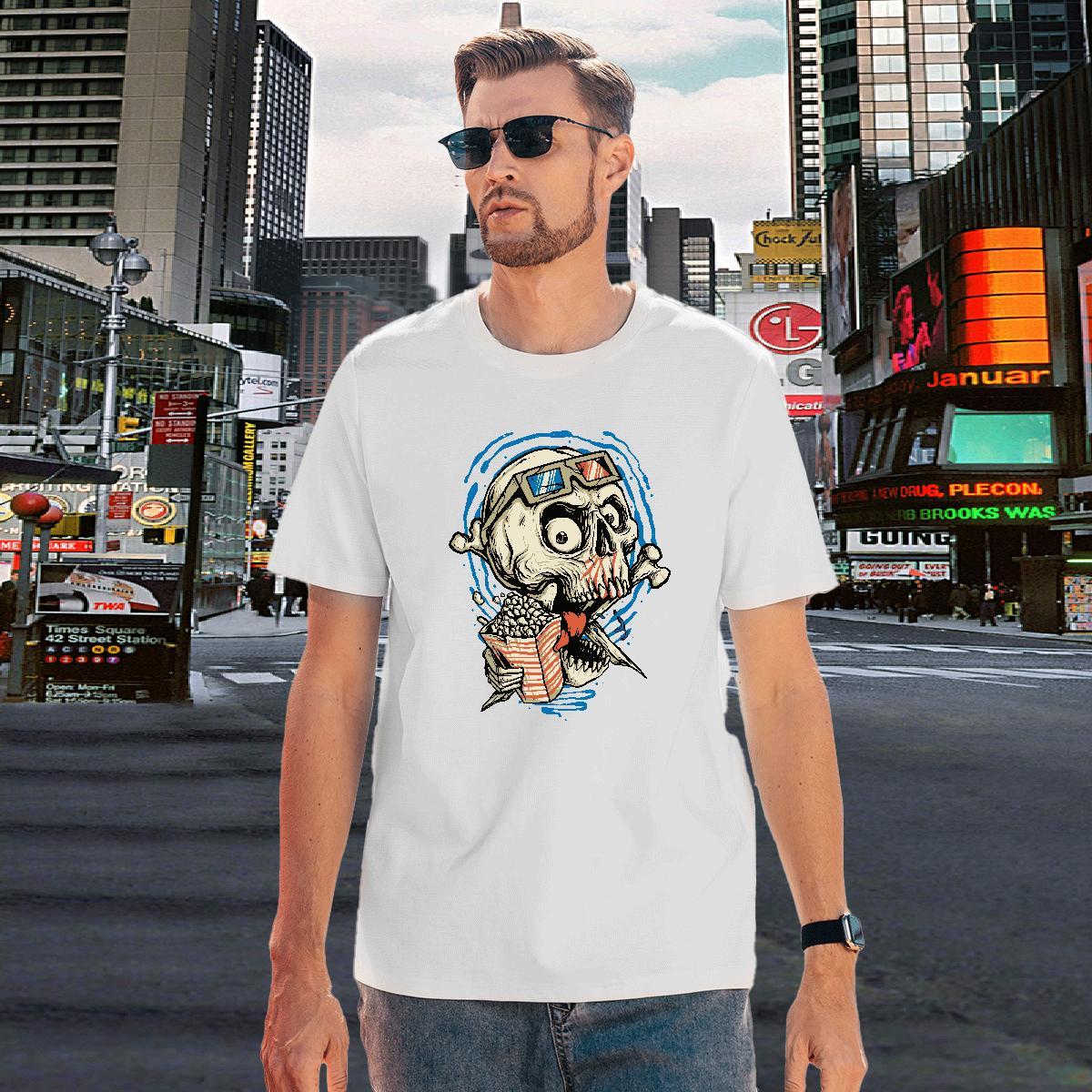Free Shipping Man T Shirts 230g Pure Cotton skull Spring Summer Anime Crew Neck Breathable Men Tops Tees Custom Clothes