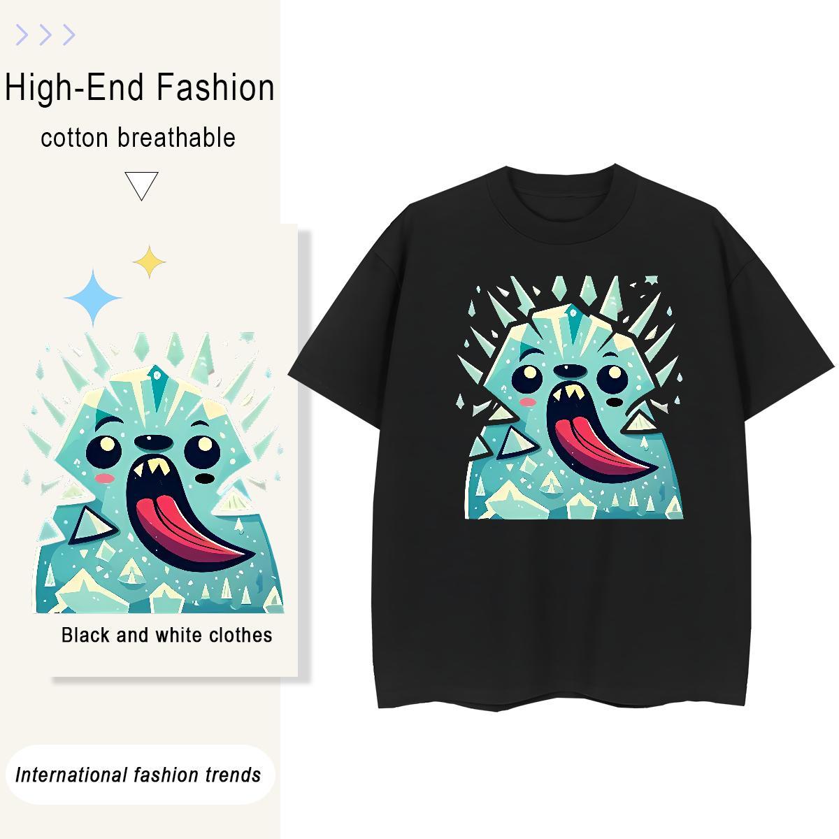 Loose Unisex Tshirts 230g 100% Cotton grimace Sports Casual T-Shirts Crew Neck Anime Oversized Polos