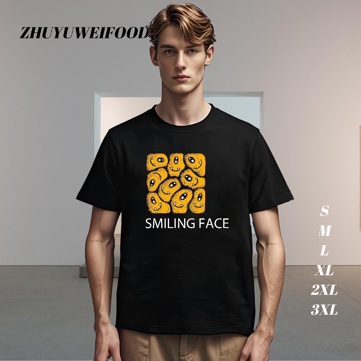 Loose T Shirts Men 230g Cotton ET Casual Floral Print Breathable Short Sleeve Mens Tshirts 2024 New Tee Shirt
