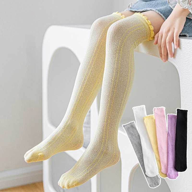 Spring Autumn Baby Children Girl Cute Socks Black White Color Mesh Breathable School Uniform Sock Knee High Long Kids Socks CL240824