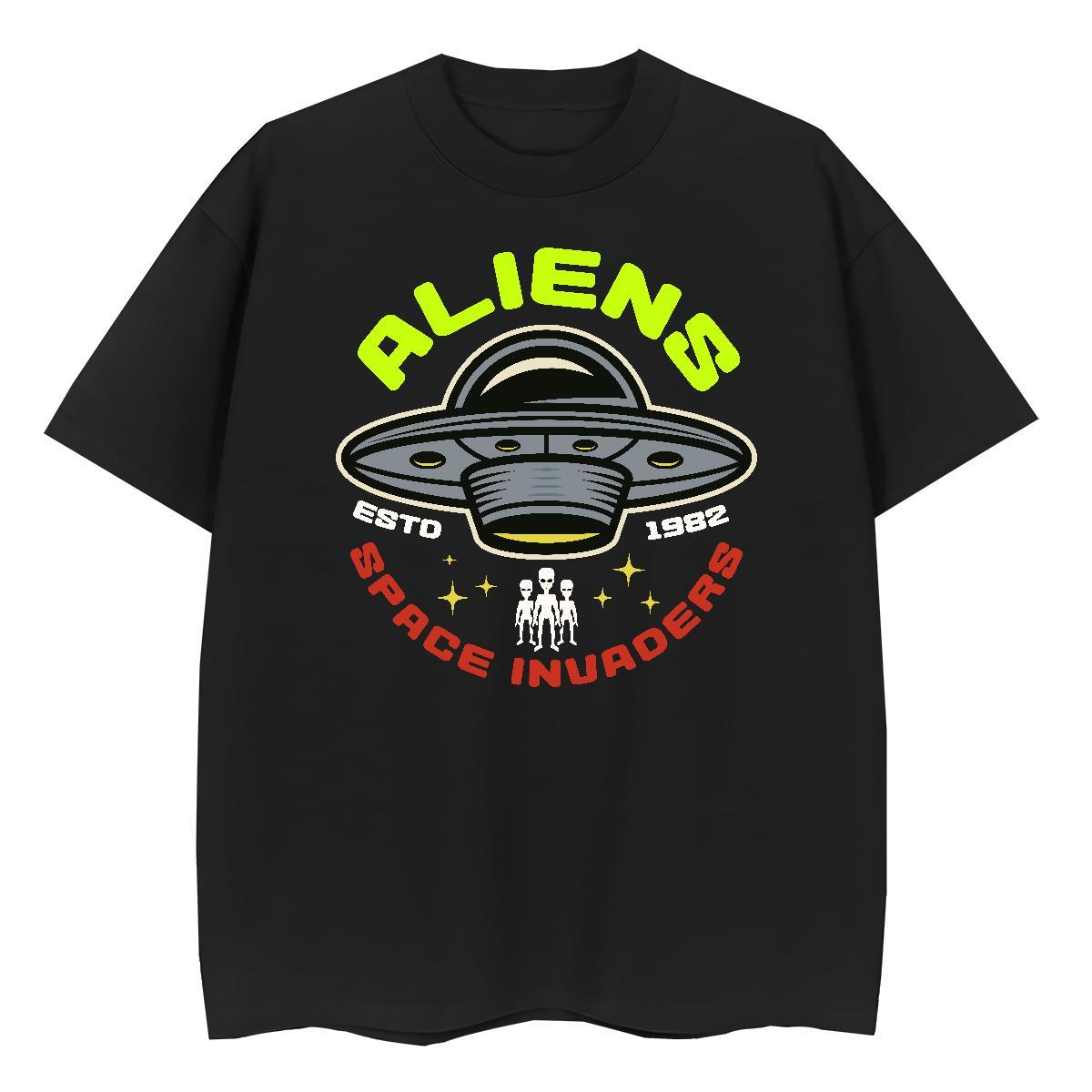 Loose Mens T Shirts 230g Pure Cotton UFO Daily Outfit Oversized 3XL 4XL Breathable Soft Couples T Shirts Fashion Designer Top Tees