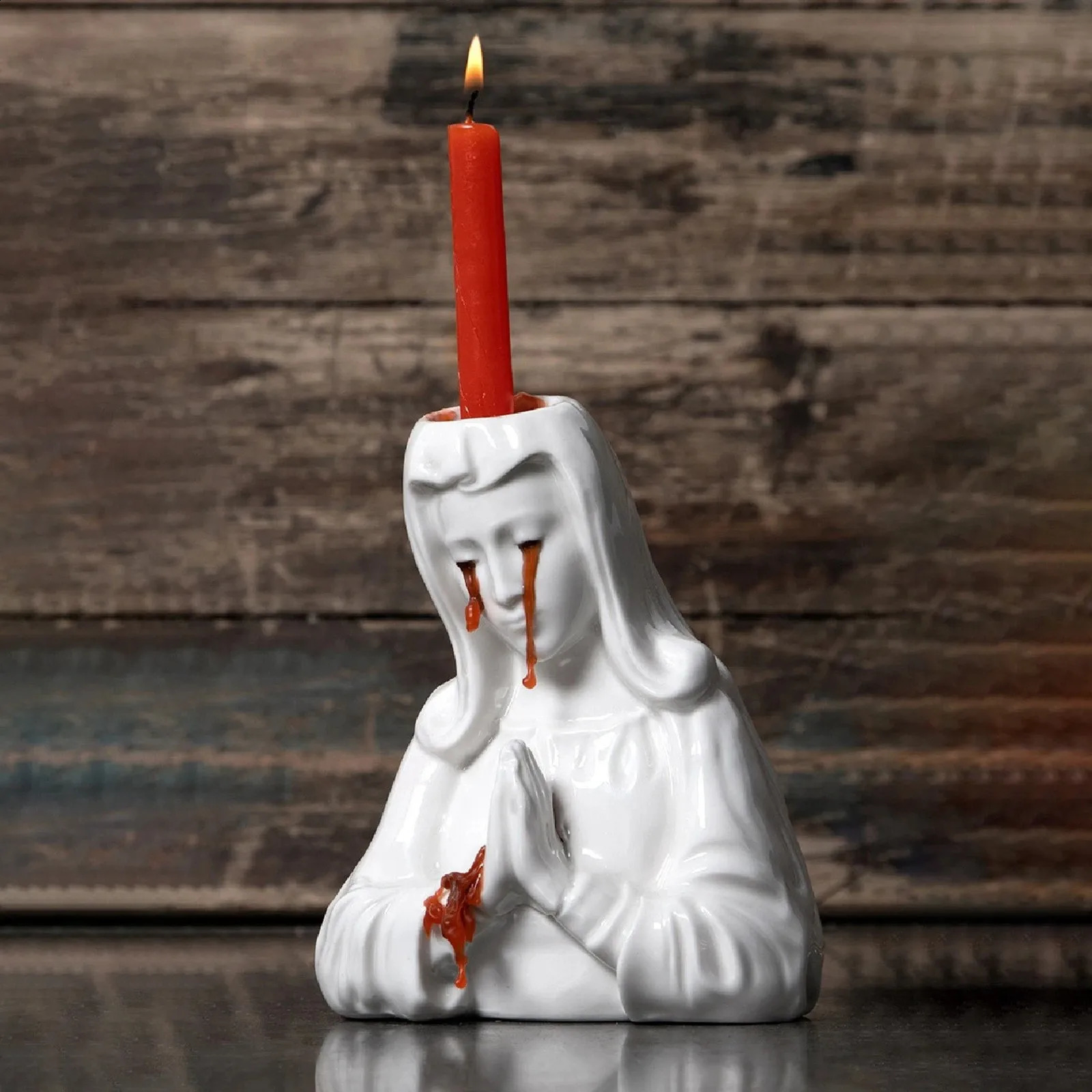 Crying Halloween Candle Holder Crying Mary Candle Holders For Pillar Candles Candlestick Holders Sheds Red Candle Tears Decor 240824
