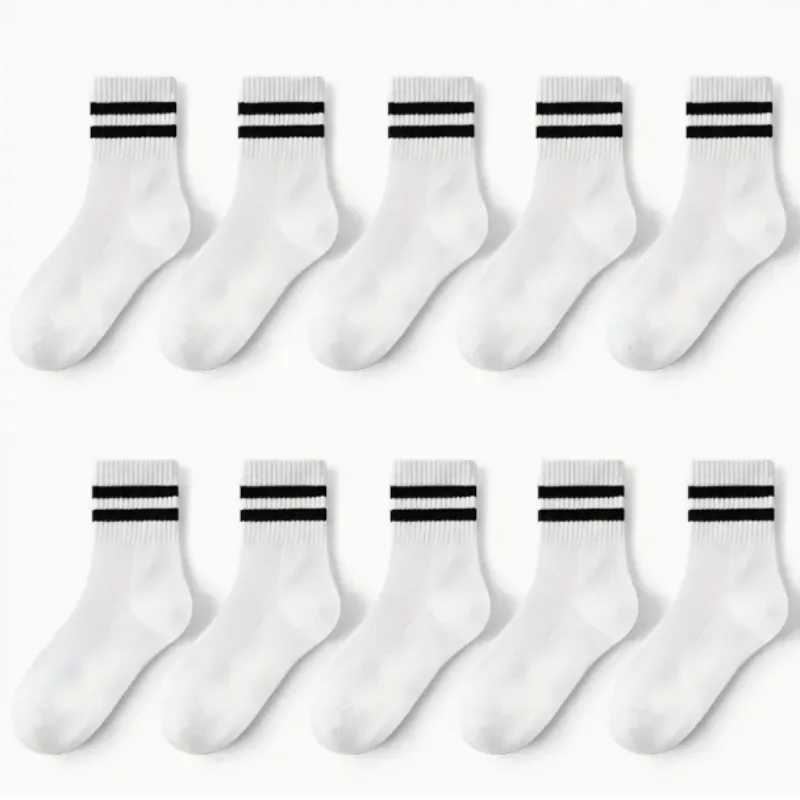 10 pairs of autumn and winter style children breathable simple style college style striped children tube socks men and women CL240824