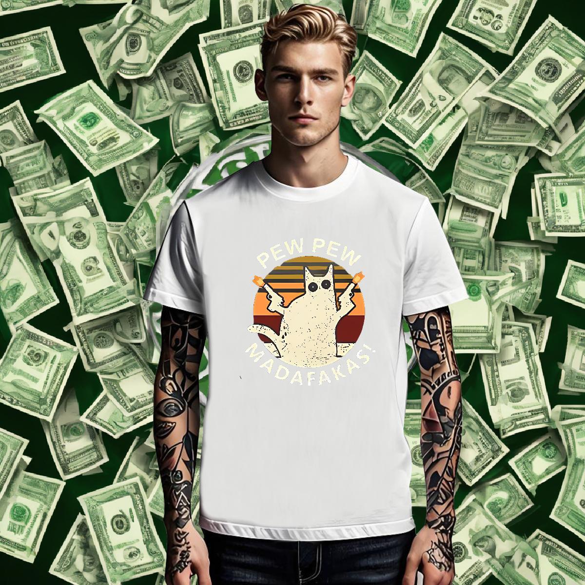 2024 Men Clothes T-Shirt cat Casual 230g Cotton Tees Round Neck Short Sleeve Cool Design Men T Shirts DIY Logo Oversized
