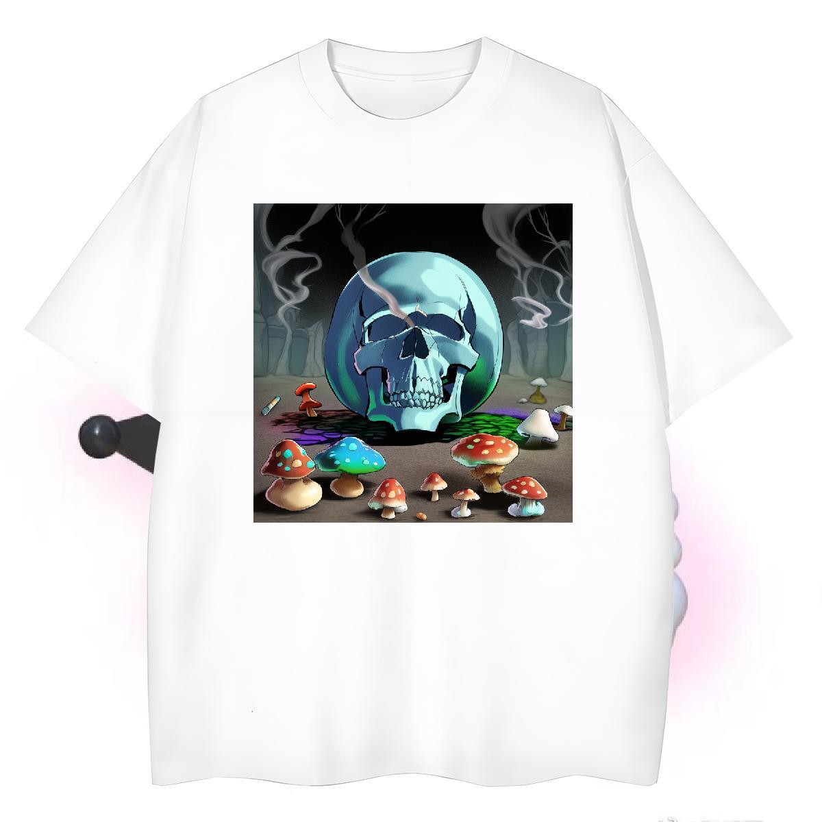 Soft T-Shirts 230g Pure Cotton skull Casual Oversized 3XL 4XL Crew Neck Mens Tshirts Fashion Casual Tee Shirt