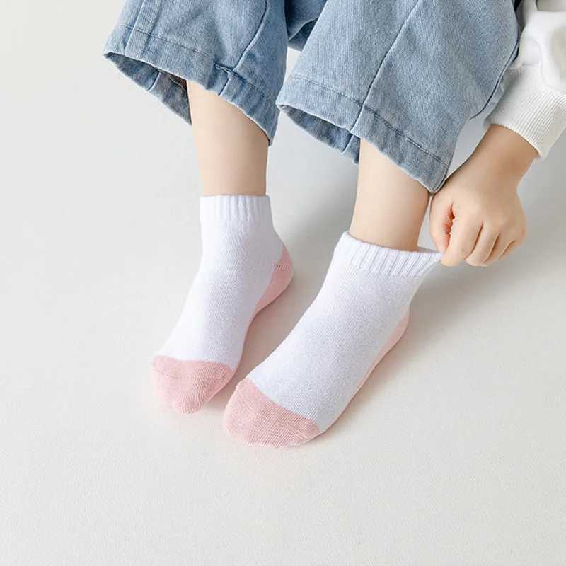 5 Pairs/Lot 2023 New Summer Children Socks Cotton Kids Teen Fashion Black White Gray For 1-12 Years Student Baby Girl Boy Socks CL240824