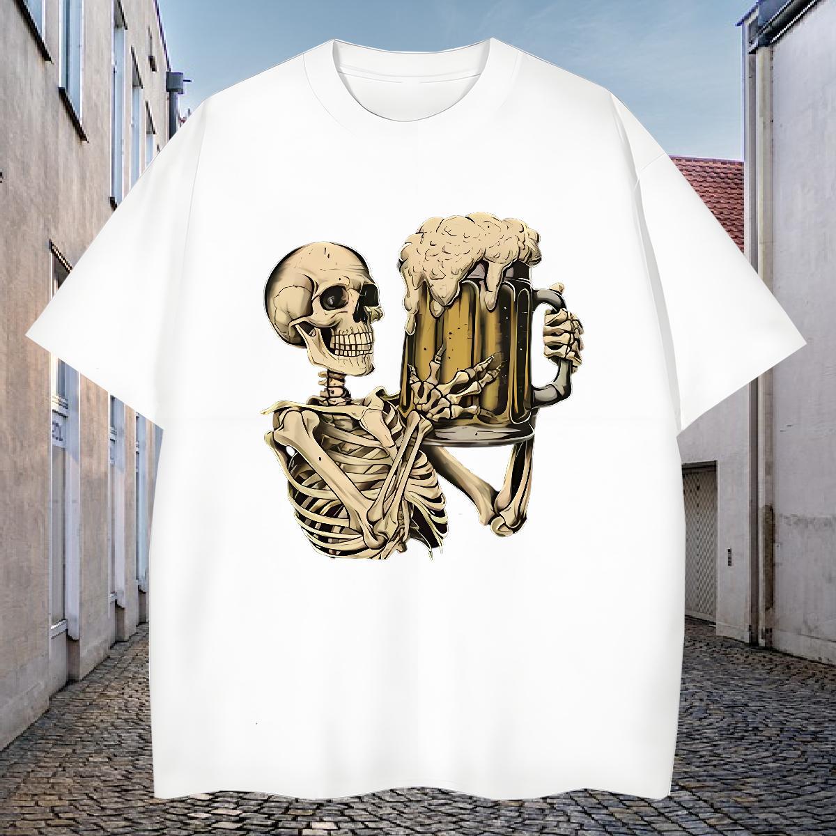 Designer Man T Shirts 230g Pure Cotton skull Summer Casual Asian Size Short Sleeve O-Neck Men Tshirts Fashion Casual Tops Tees