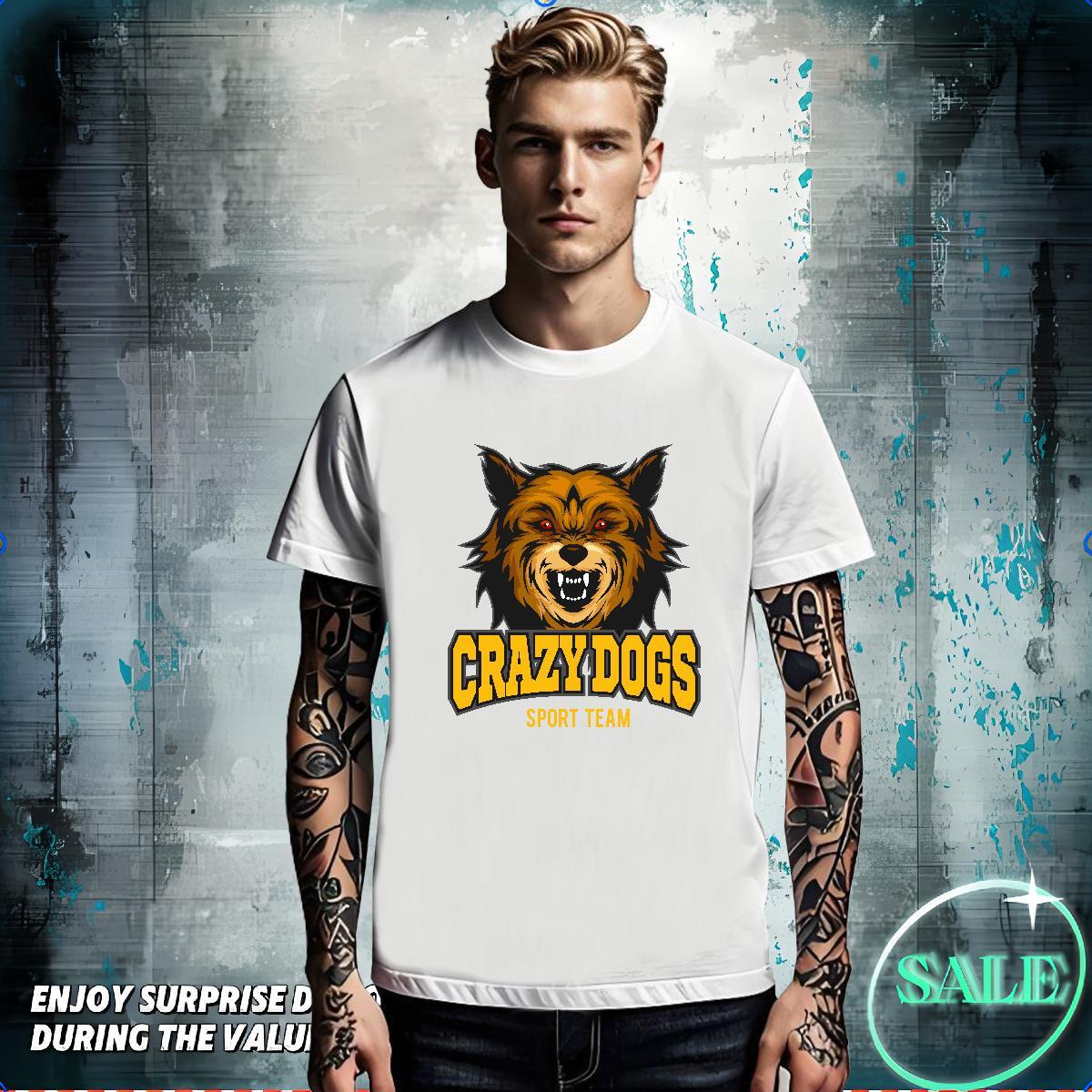 Designer Fashion Men Tops Tees crazy dog Casual Beach 230g Pure Cotton Tshirts O-Neck Short Sleeve High Quality T Shirts Men DIY Logo Oversized