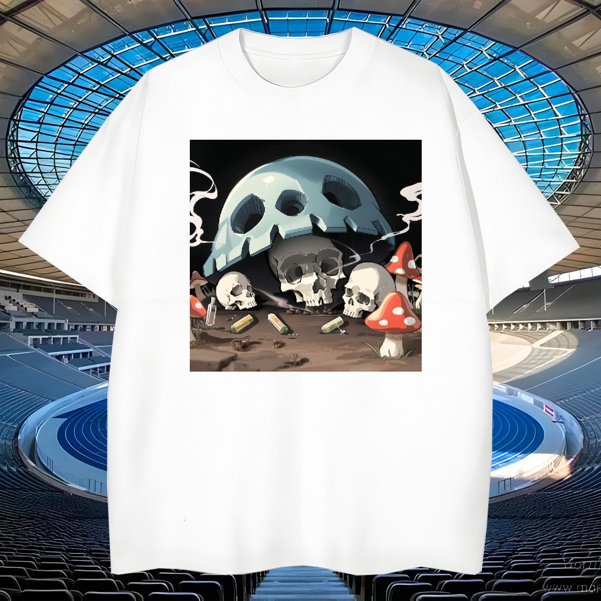 Free Shipping T Shirt For Man 100% Cotton 230g skull Casual Beach Customized Breathable Crew Neck Mens Tshirts Wholesale Polos