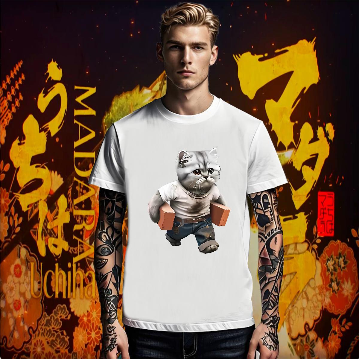 New Designer Men Tees cat Beach 100% Cotton 230g Tshirts O Neck Short Sleeves Wholesale T Shirts Men Plus Size Custom