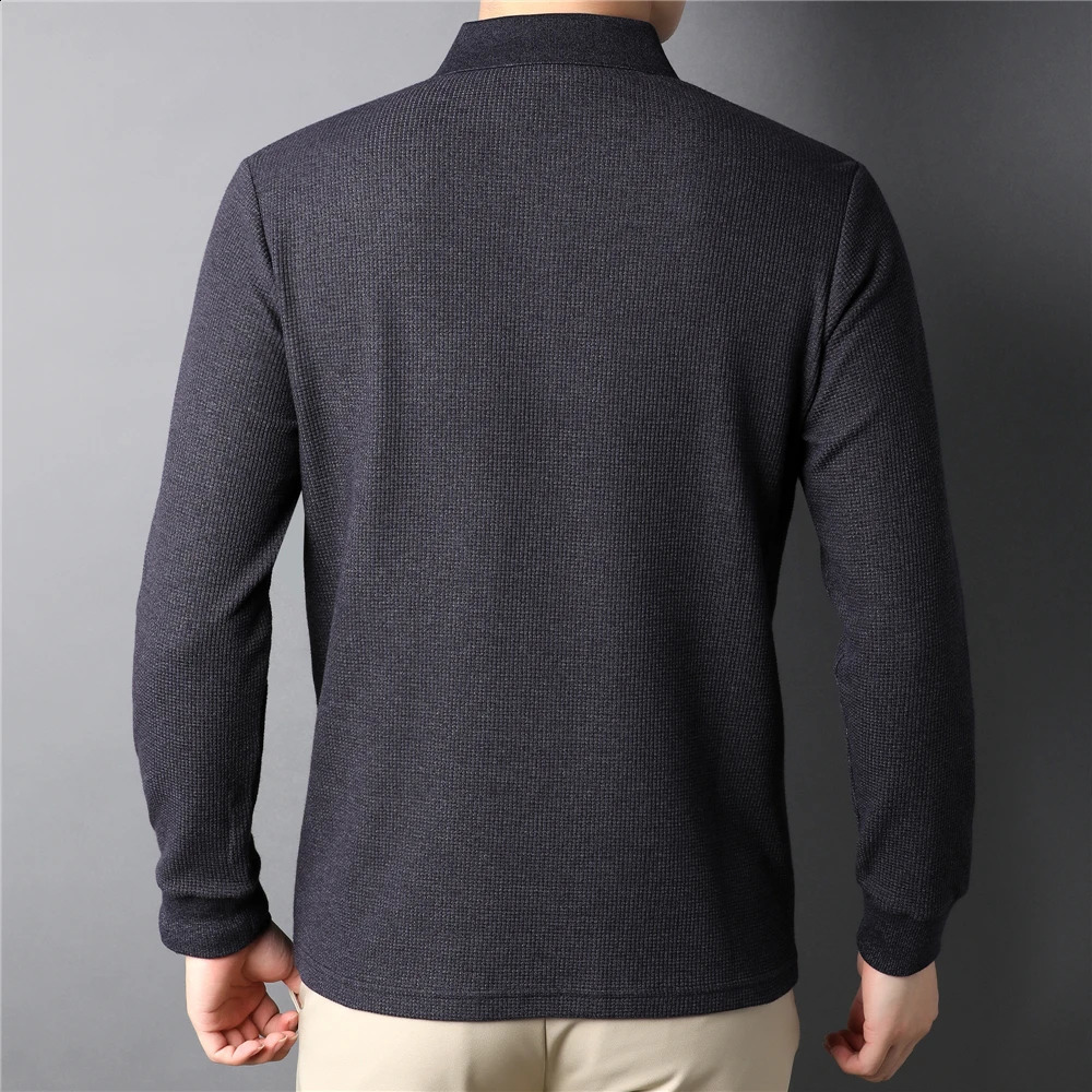 COODRONY mens polo shirt with waffle pattern long sleeved Tshirt clothing soft cotton business casual Z5108 240823