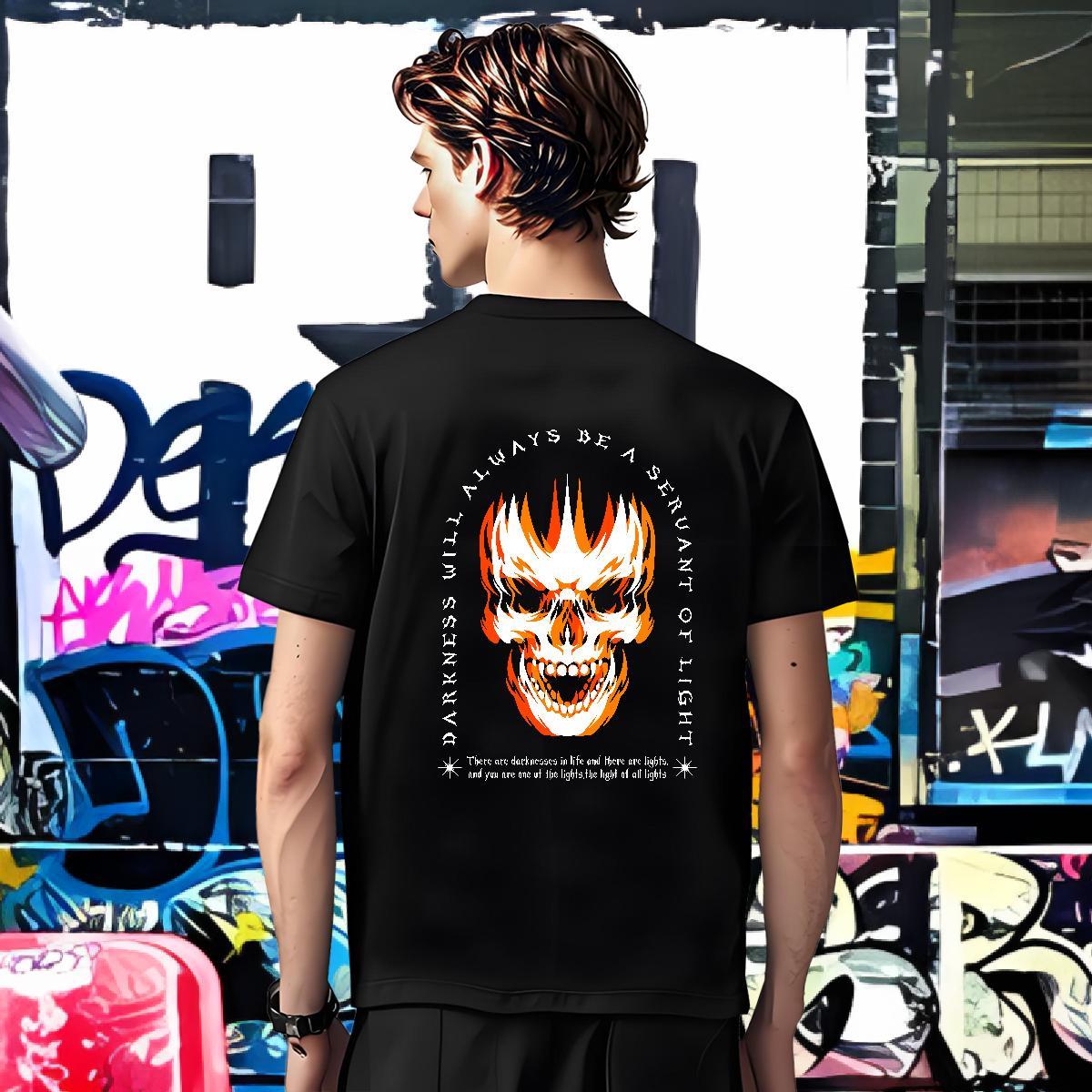 Wholesale T Shirts Men 230g Pure Cotton skull Sports Casual DIY Printed Crew Neck Breathable Tshirt for Man Woman Fashion Tshirts