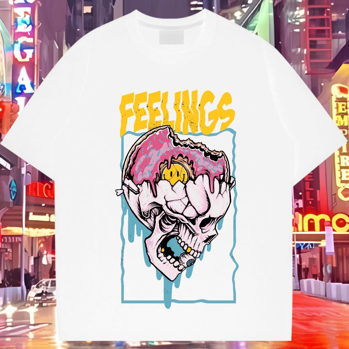 Brand T Shirt For Man 230g 100% Cotton skull Hip Hop Graphic O Neck Short Sleeves Couples T Shirts Classic Casual Polos