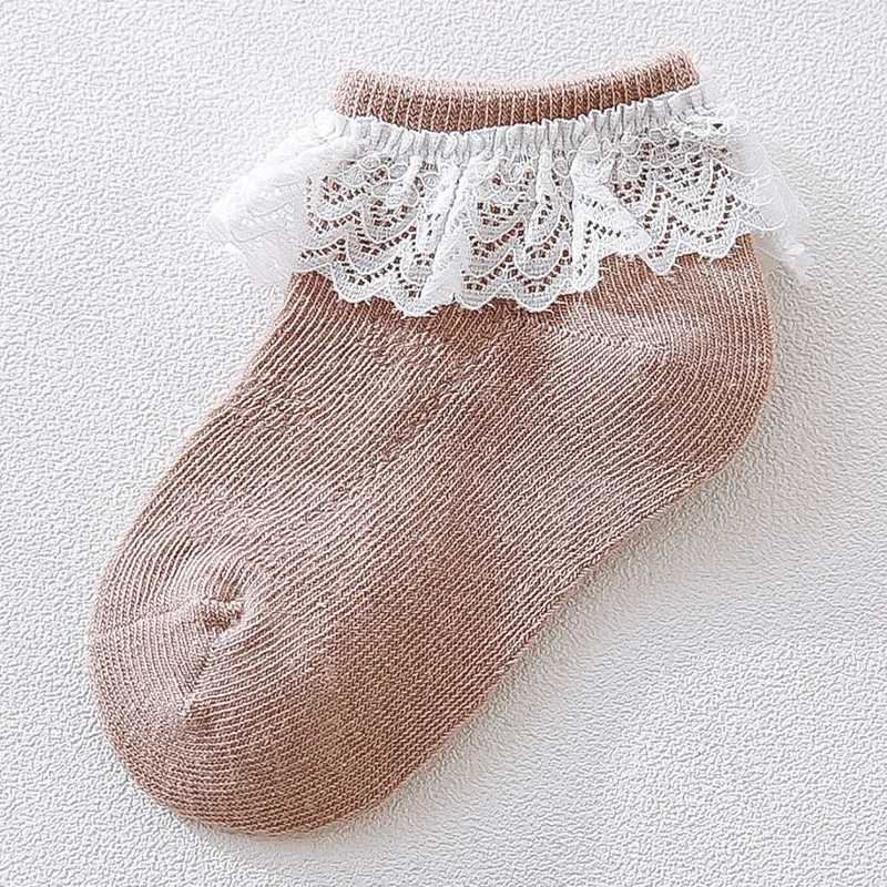 0 to 6 Yrs Cotton Eyelet Flower Socks Toddler Baby Child Girls Ruffle Lace Ankle Cotton Dress Socks Princess Summer CL240824