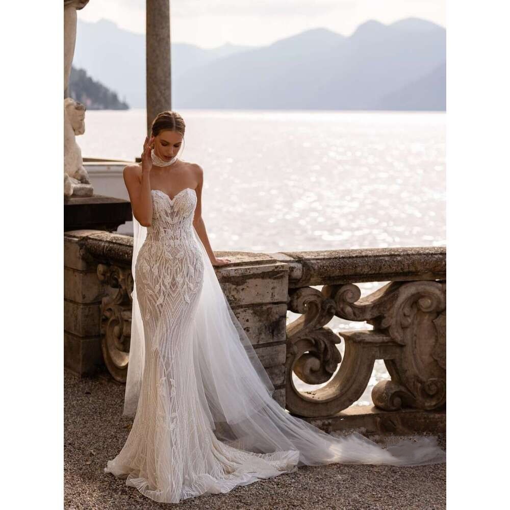 Wedding Mermaid Dress Beading Sleeveless Bride Robe Elegant Appliques Or Length Bridal Dresses Vestidos De Novia Es