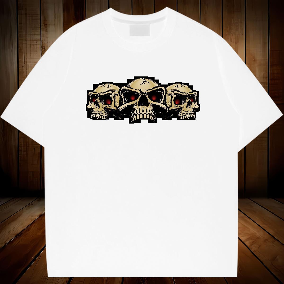 Wholesale Man T Shirts 230g Cotton skull Anime Printing Street Oversized 4XL Breathable Short Sleeve Tshirts New Top Tees
