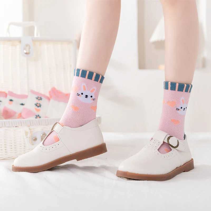 5 pairs of girls socks summer new mesh thin socks mid-calf socks soft breathable non-stuffy feet CL240824