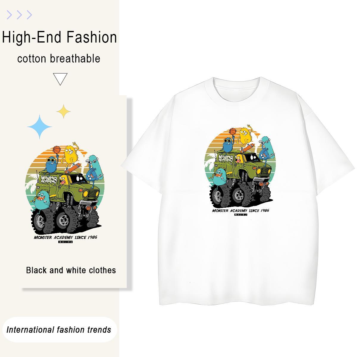 Unisex Tshirt for Man Woman 230g Cotton America Casual T-Shirts Short Sleeve O-Neck Cartoon Printing L-4XL Tees Shirts