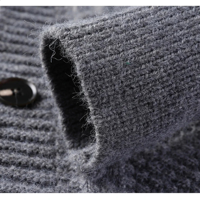 Mens Knitted Sweater Youth Half High Collar Trendy Long Sleeve Open Retro Twisted 240824