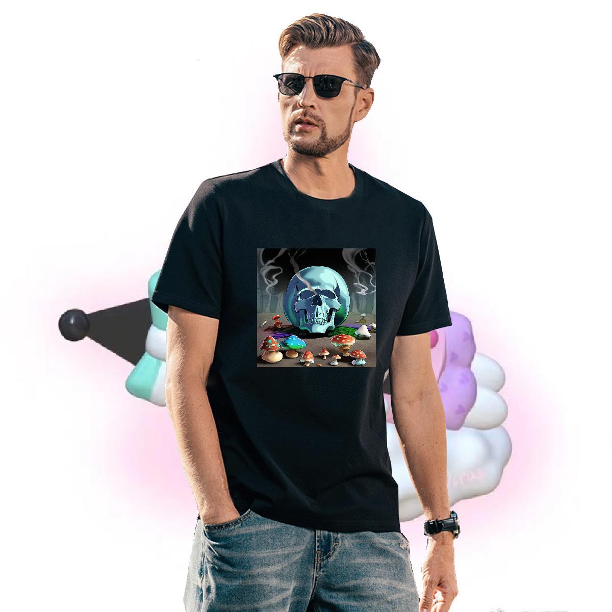 Soft T-Shirts 230g Pure Cotton skull Casual Oversized 3XL 4XL Crew Neck Mens Tshirts Fashion Casual Tee Shirt