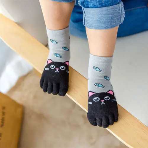 1pair Animal Cartoon Five Fingers Sock Hosiery Toe Socks Toddler Kids Baby Girls Boys Winter Cotton Socks Cute Socks CL240824
