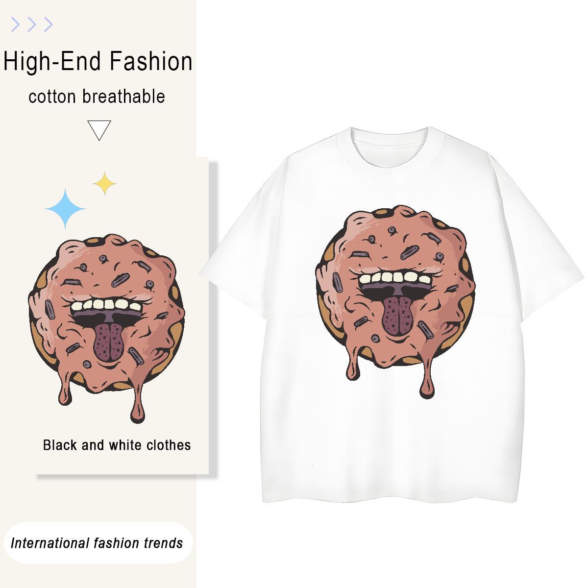 DIY Tshirt for Man Woman monster Street wear Hip Hop 100% Cotton 230g Tee Shirt Breathable Crew Neck Loose Fit T-Shirts for Men Custom Big Size