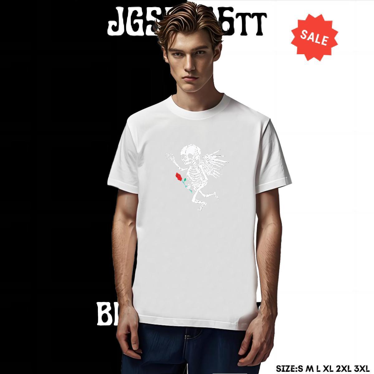 Classic T Shirts Men 230g Pure Cotton skull Spring Summer Cartoon Print O-Neck Short Sleeve Men Clothes T-Shirt Fashion New Tee Shirt