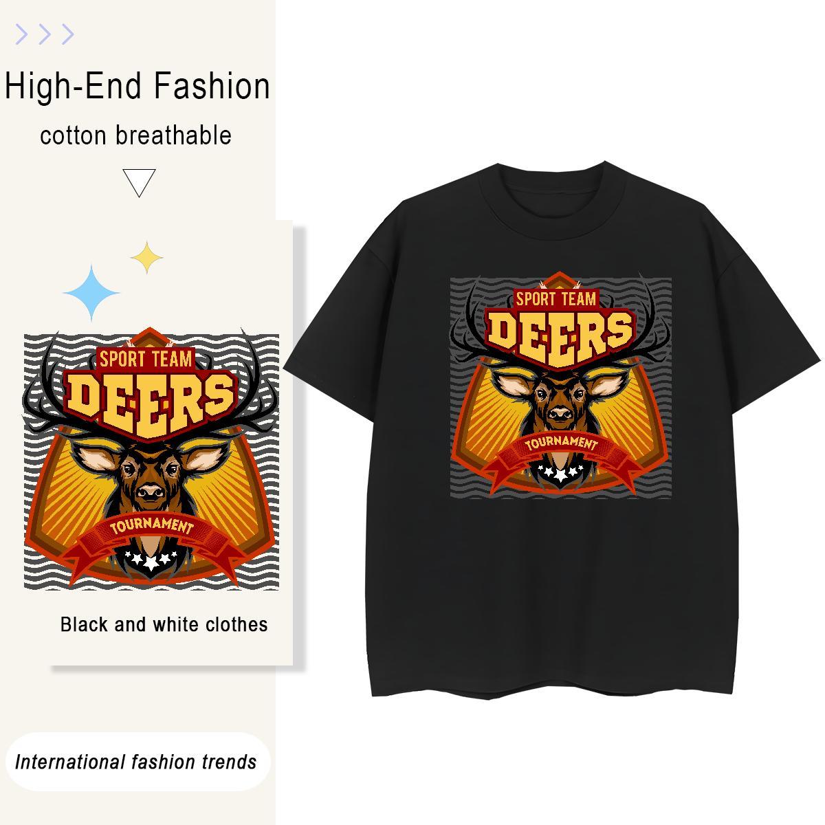 Customized Couples T Shirts deer Daily Outfit 230g Pure Cotton Wear Breathable Soft High Quality T-Shirts Custom Anime