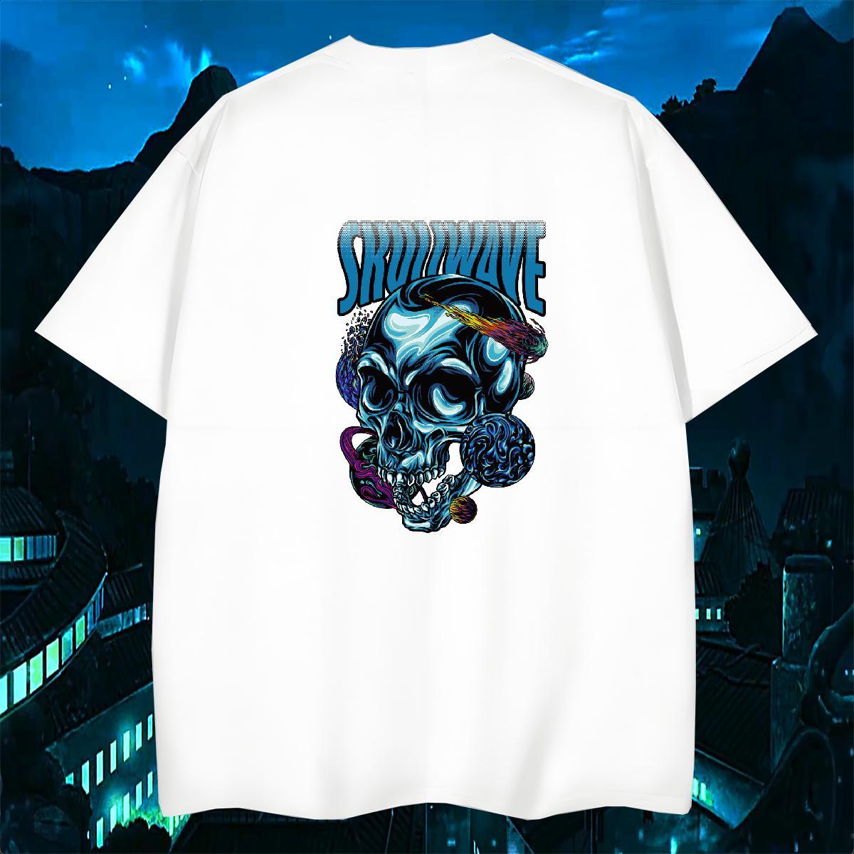 Designer T-Shirts for Men 230g Pure Cotton skull Daily Outfit Custom Print Plus Size O Neck Short Sleeves Mens Tshirts Fashion Clothings
