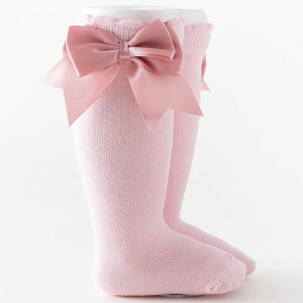 12 Colors Girls Socks Double Bows Cotton Baby Children Sock Soft Baby Long Tube Socks Kids Princess Knee High Socken For 0-7Y CL240824