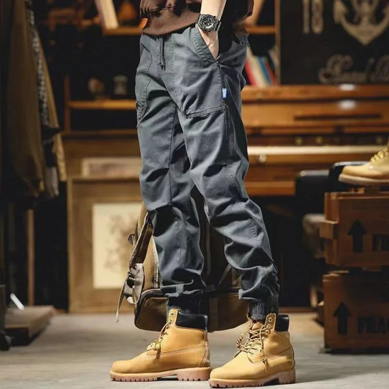 Mens Trouser khaki outdoor mens cargo pants hiking workwear autumn relaxed casual Y2k oversized retro Harajuku 240823