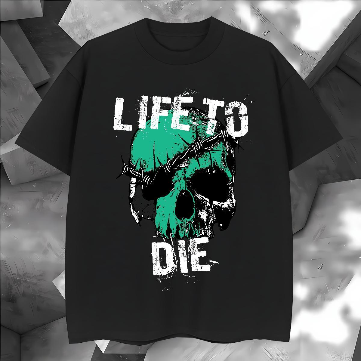 Wholesale T-Shirts 230g Cotton skull Casual Beach DIY Printed O-Neck Short Sleeve Tshirts Classic Tees